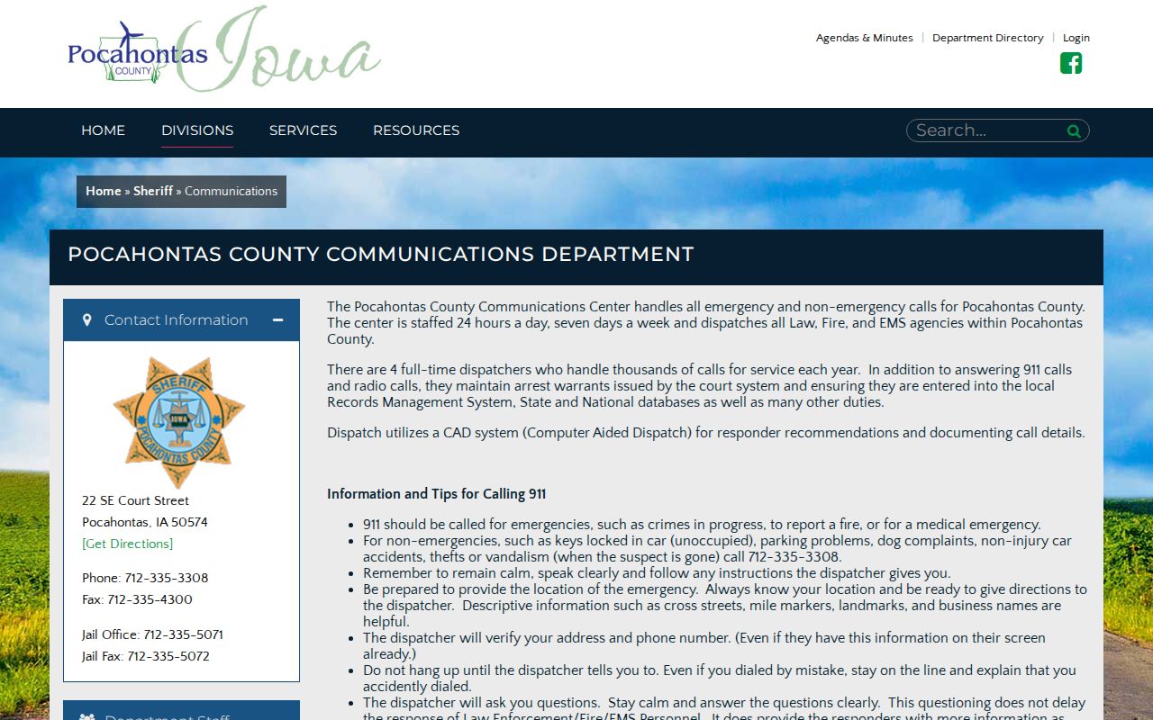 Pocahontas County criminal history 24-hour Communications Center