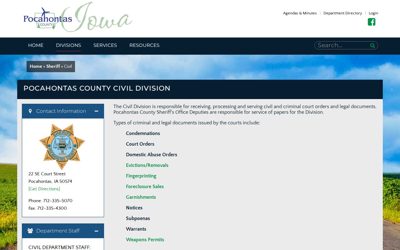 Pocahontas County criminal history Civil Division fingerprint service